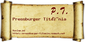 Pressburger Titánia névjegykártya